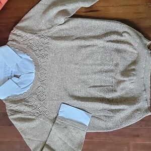 alfred dunner Thread Gold Acrylic Sweater Size S